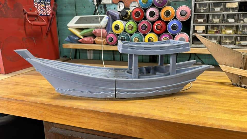 21 inch scaled version of the 3D Printed Vietnamese refugee boat to recreate a maquette of the actual 30 feet wide public art boat