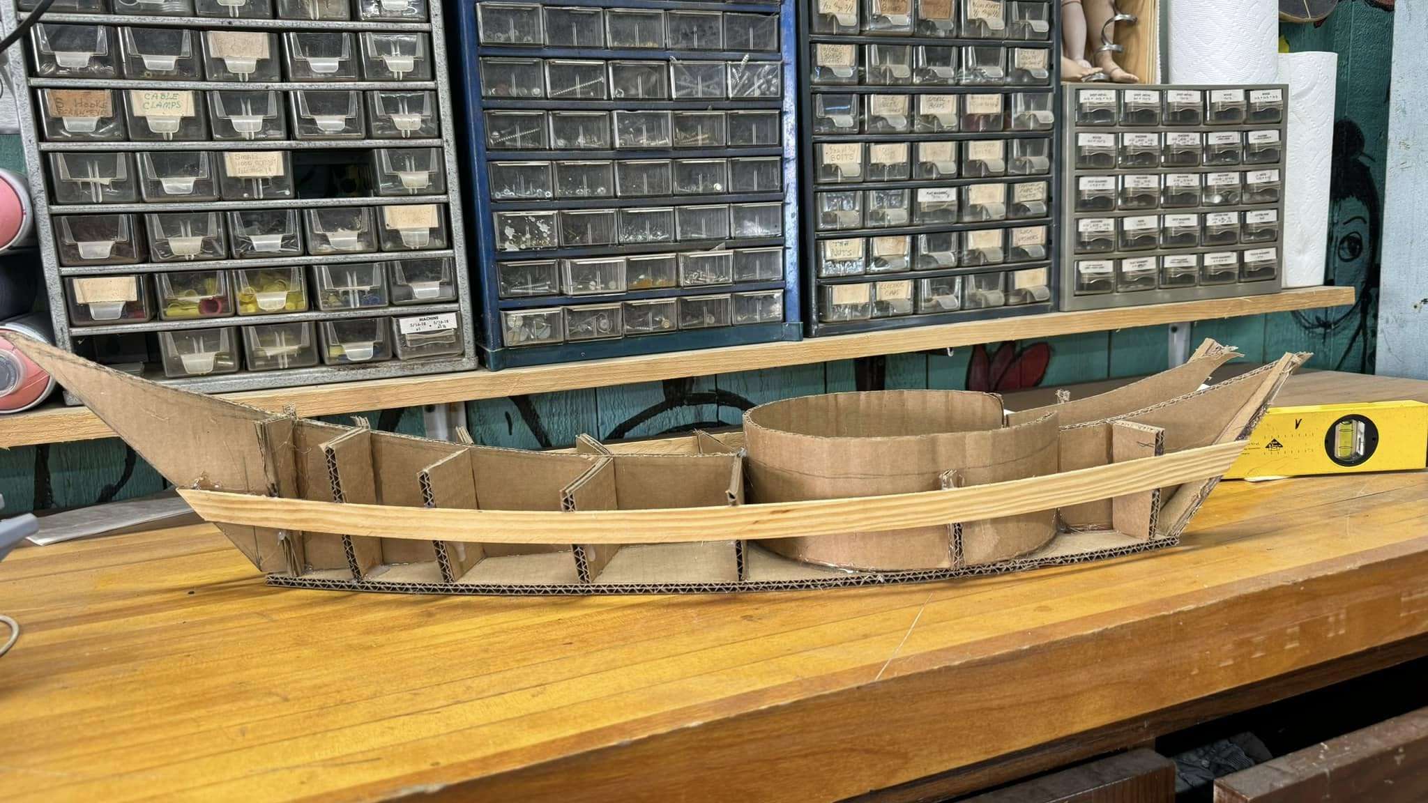 Maquette boat construction of the actual 30 feet wide public art boat