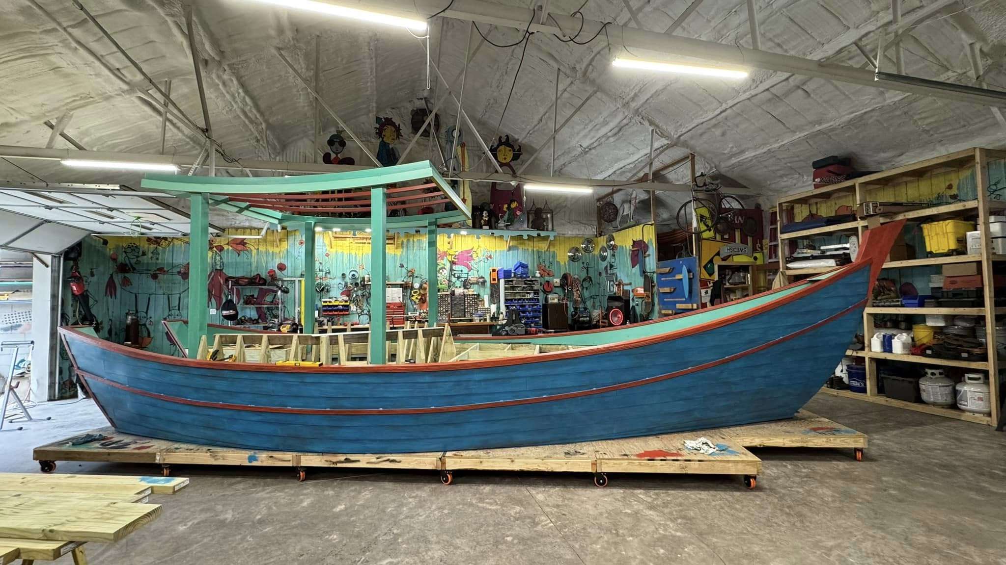 Side view of the painted Vietnamese Refugee Boat