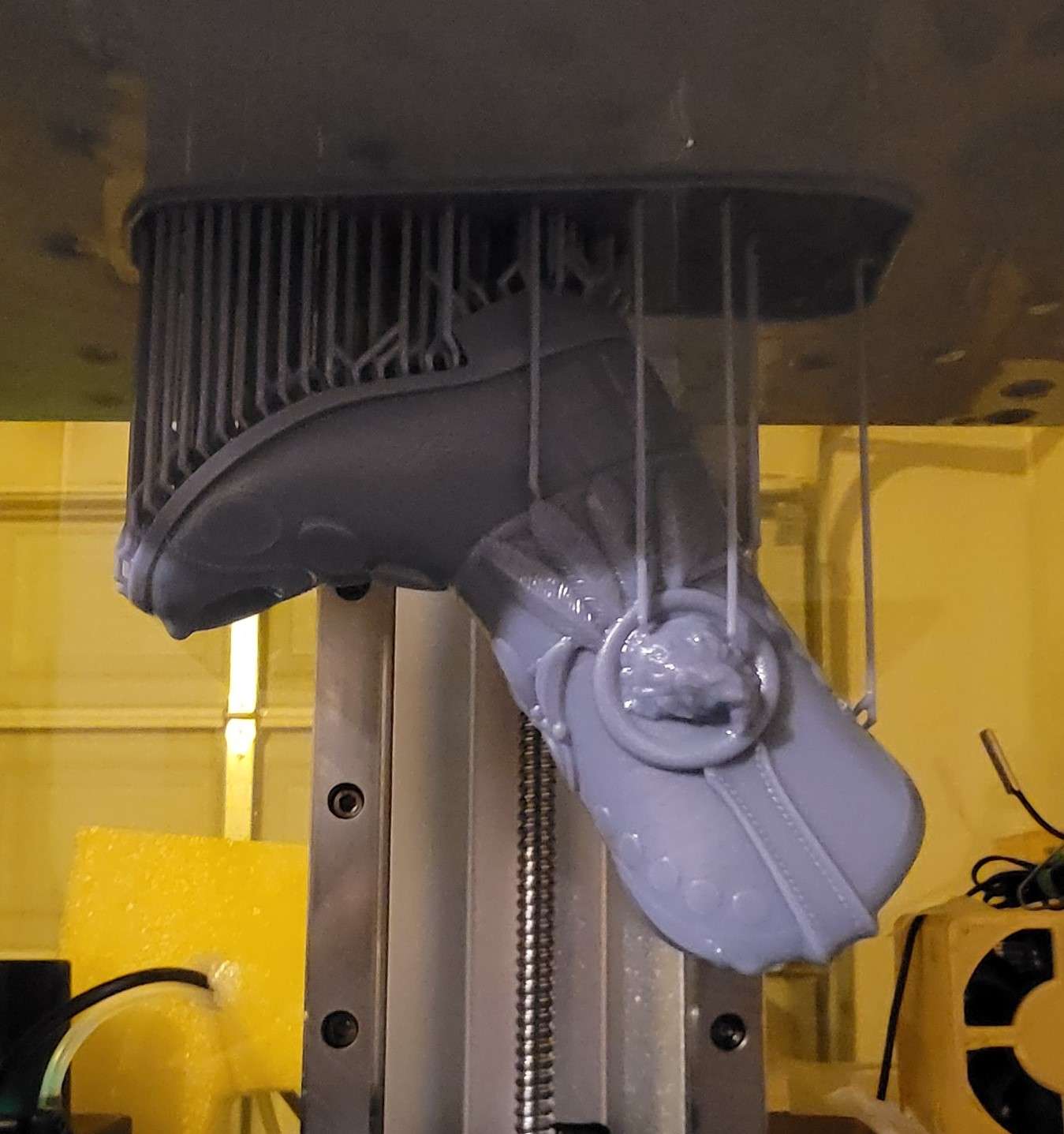 3D printed Boots & Bling model using a resin 3D printer printed in grey resin material