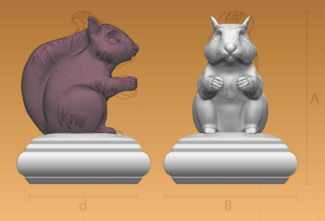 Overlaying manufacturing art in Zbrush to 3D model the squirrel