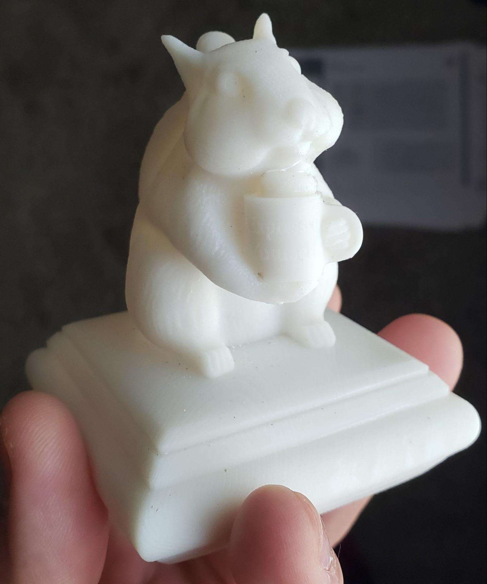 3D Printed squirrel cap in white resin